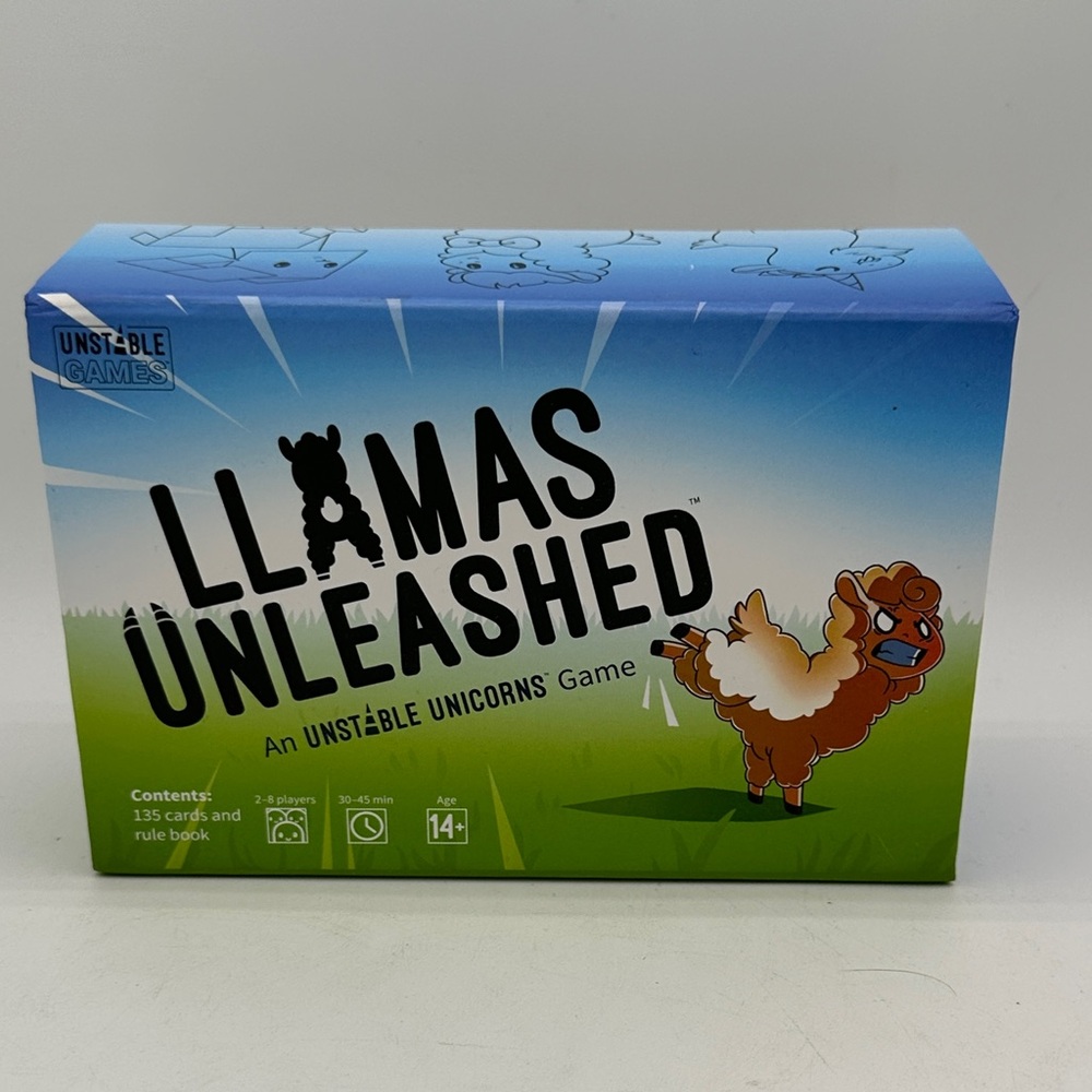Llamas Unleashed card game from the creators of Unstable Unicorns